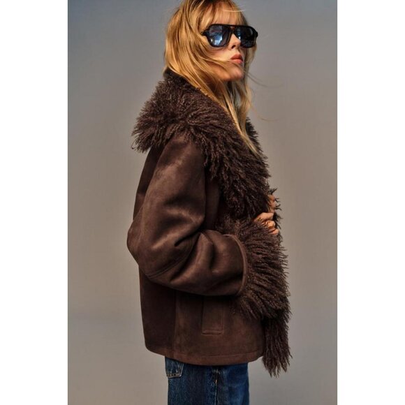 ZARA DOUBLE-FACED FAUX FUR JACKET - Picture 5 of 10